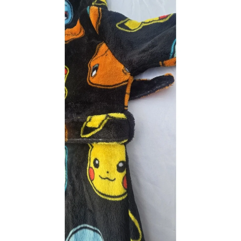 Pokemon Pikachu Character Plush Fleece Hooded Bathrobe Robe Kids Boys 6/7
